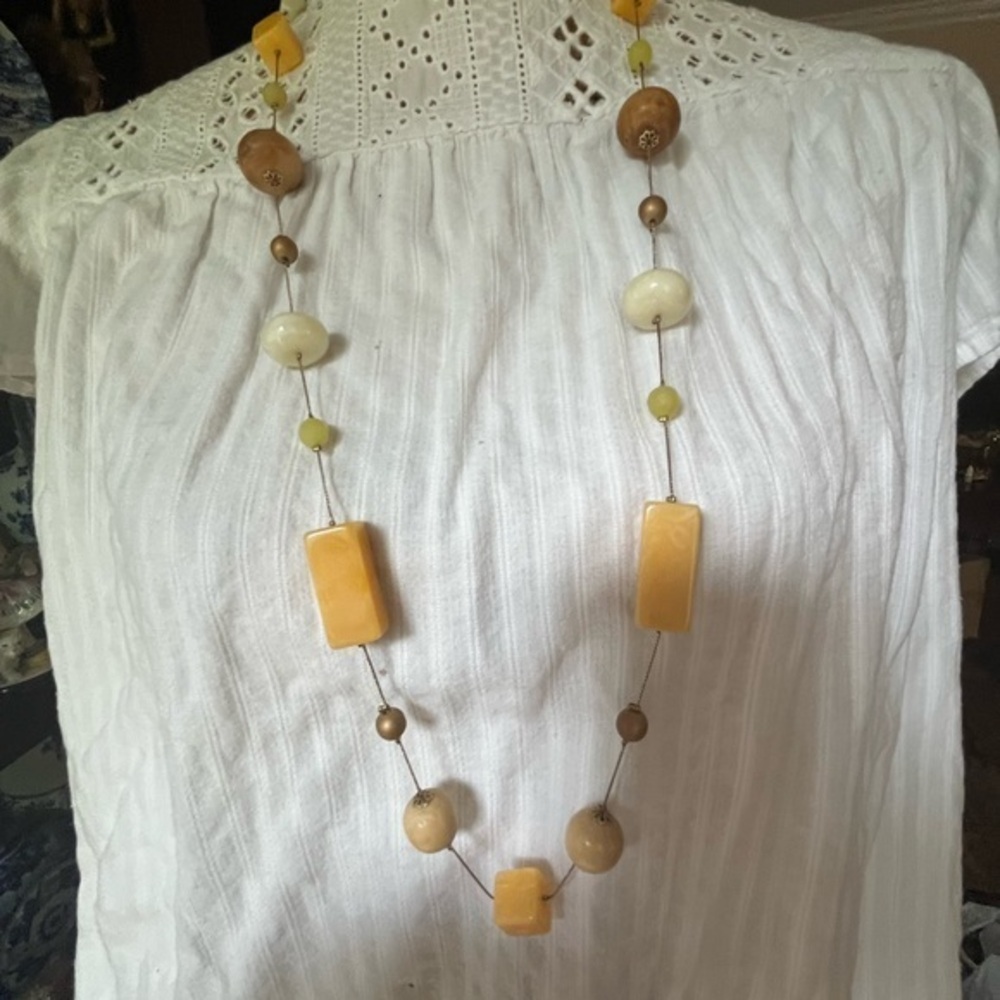 Yellow and Brown Beaded Necklace